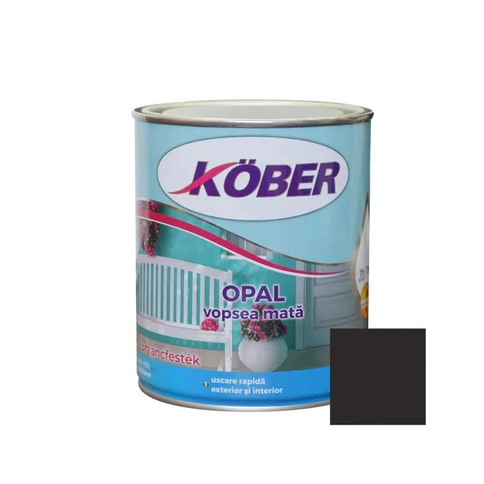 Vopsea alchidica pentru lemn / metal, Kober Opal, interior / exterior, negru, 2.5 L
