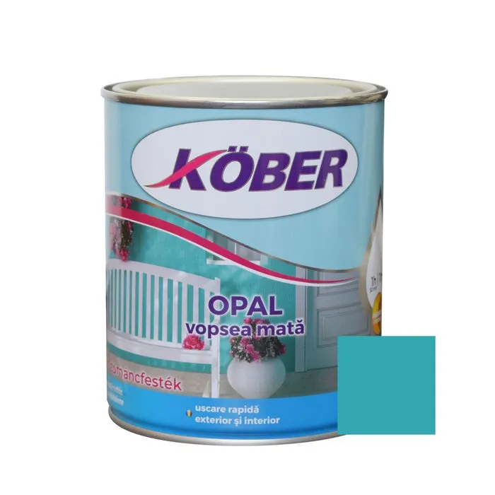 Vopsea alchidica pentru lemn / metal, Kober Opal, interior / exterior, turcoaz RAL5018, 2.5 L