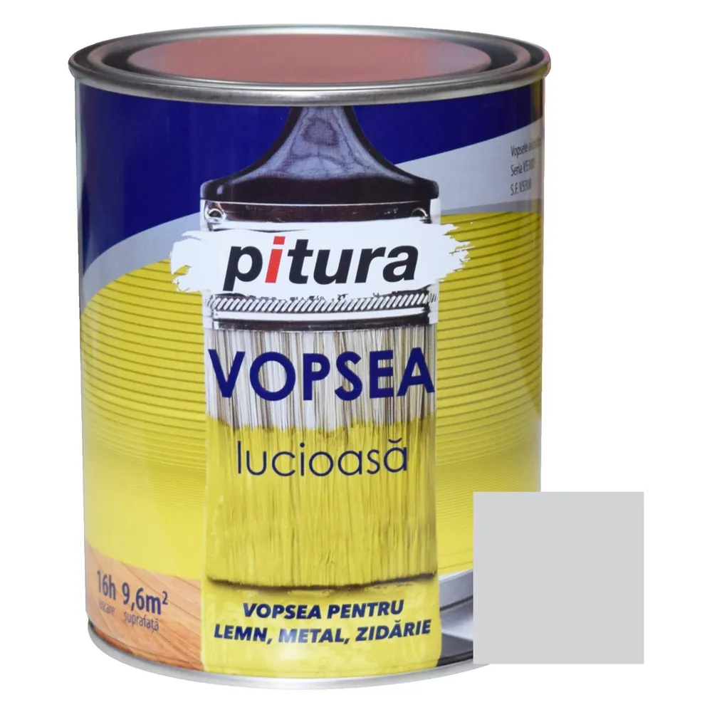 Vopsea alchidica pentru lemn / metal, lucioasa, Pitura, interior / exterior, gri deschis V53810, 0.6 L