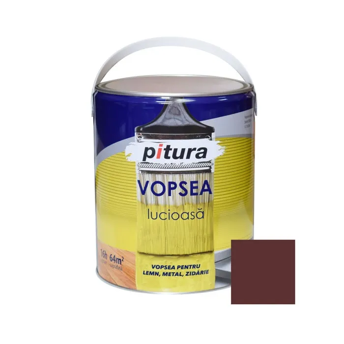 Vopsea alchidica pentru lemn / metal, lucioasa, Pitura, interior / exterior, maro inchis V53771, 4 L