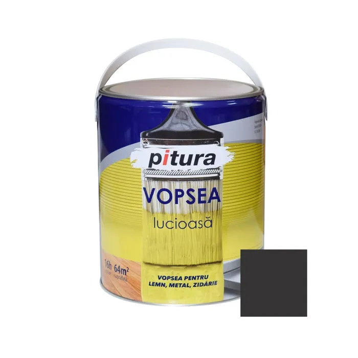 Vopsea alchidica pentru lemn / metal, lucioasa, Pitura, interior / exterior, negru, V53900, 4 L