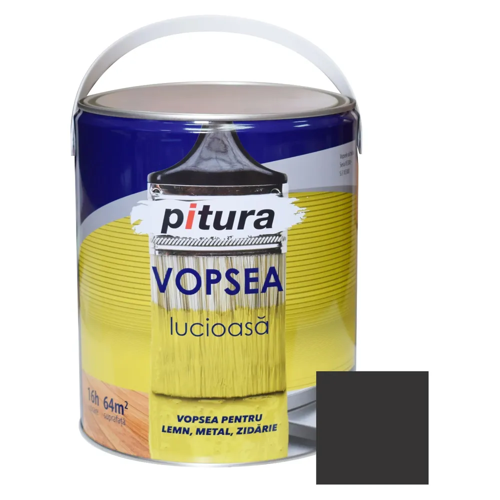 Vopsea alchidica pentru lemn / metal, lucioasa, Pitura, interior / exterior, negru, V53900, 4 L