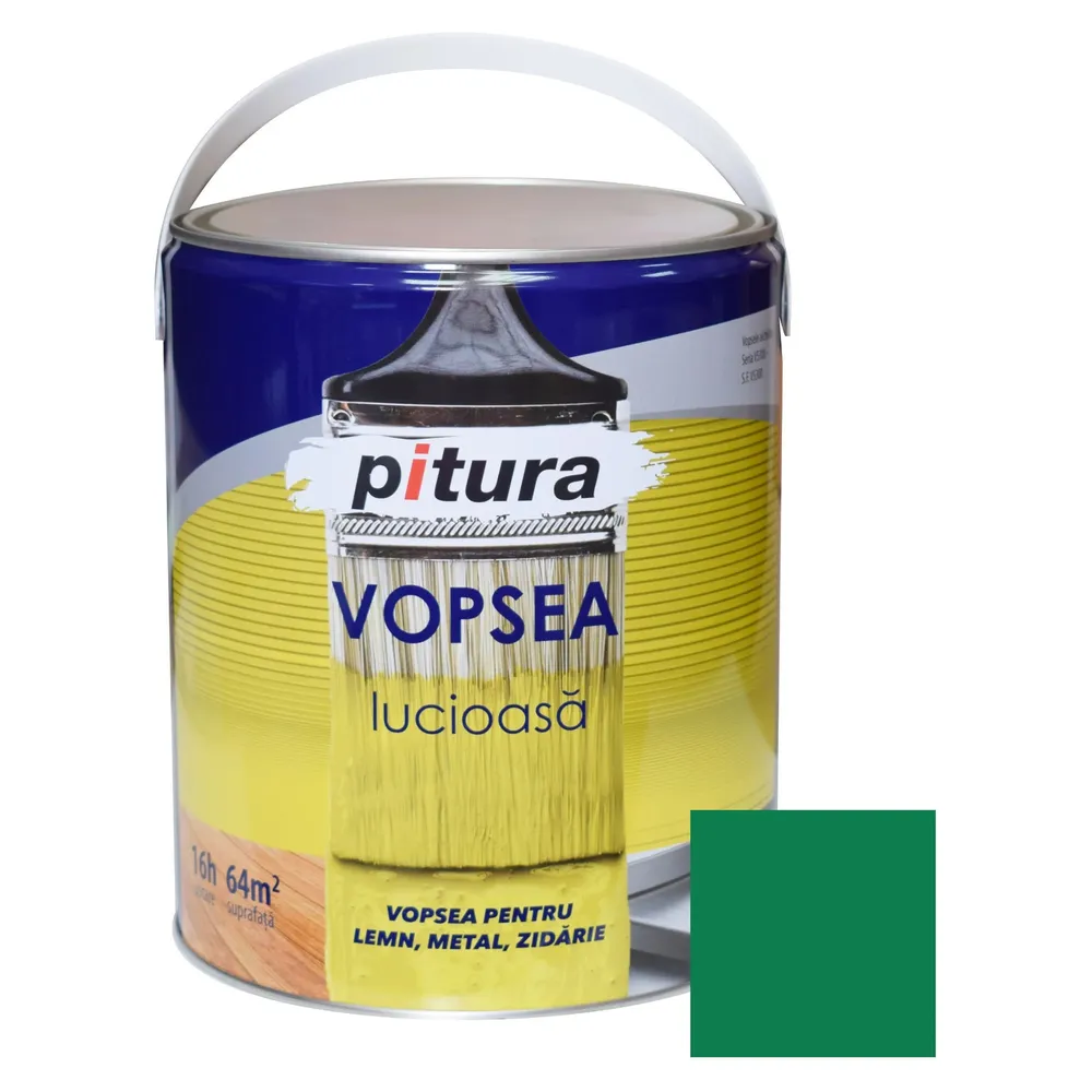 Vopsea alchidica pentru lemn / metal, lucioasa, Pitura, interior / exterior, verde luminos V53533, 4 L