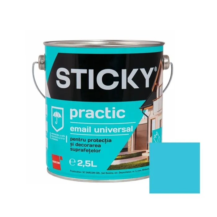 Vopsea alchidica pentru lemn / metal, Sticky Practic, interior / exterior, bleu, 2.5 L