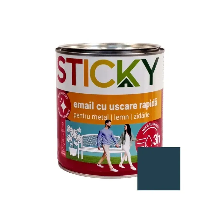 Vopsea alchidica pentru lemn / metal, Sticky uscare rapida, interior / exterior, gri antracit, 2.5 L