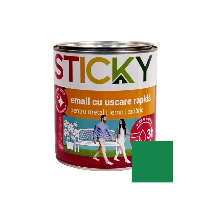 Vopsea alchidica pentru lemn / metal, Sticky uscare rapida, interior / exterior, verde, 2.5 L