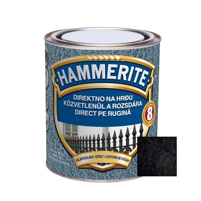 Vopsea alchidica pentru metal Hammerite - lovitura de ciocan, interior / exterior, negru, 2.5 L