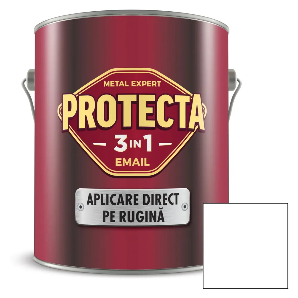 Vopsea alchidica pentru metal, Protecta 3 in 1 direct pe rugina, interior / exterior, alb, 2.5 L