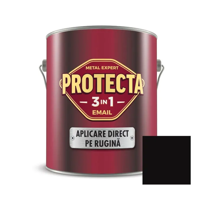 Vopsea alchidica pentru metal, Protecta 3 in 1, interior / exterior, negru, 2.5 L