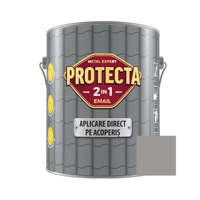 Vopsea alchidica Protecta 2 in 1, aplicare direct pe acoperis, gri, 4 L