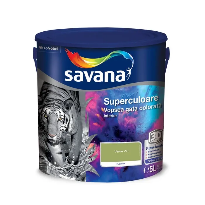 Vopsea gata colorata interior, Savana Superculoare, verde viu - vivacitate, 5 L