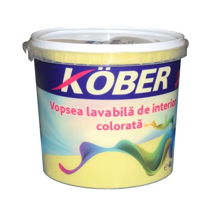 Vopsea lavabila interior, colorata, Kober, galben luminos V8345, 4 L