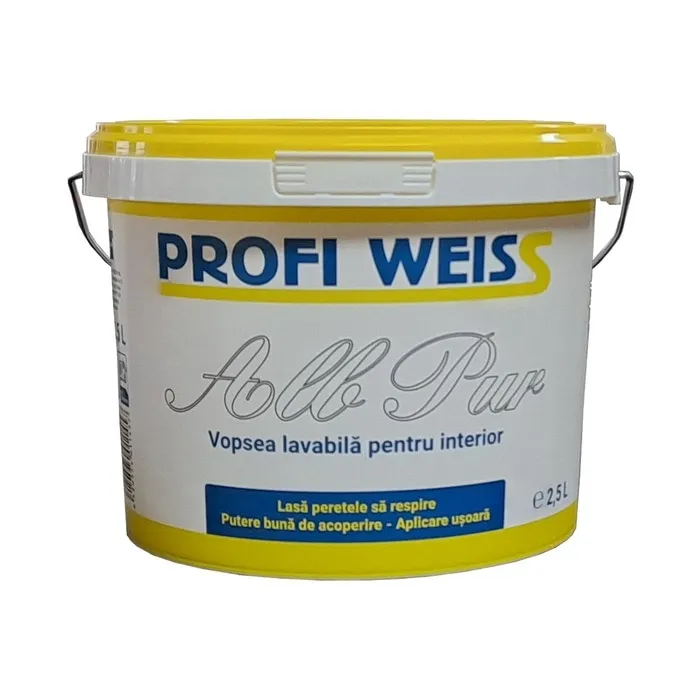 Vopsea lavabila, interior, Profi Weiss, alba, 2.5 L