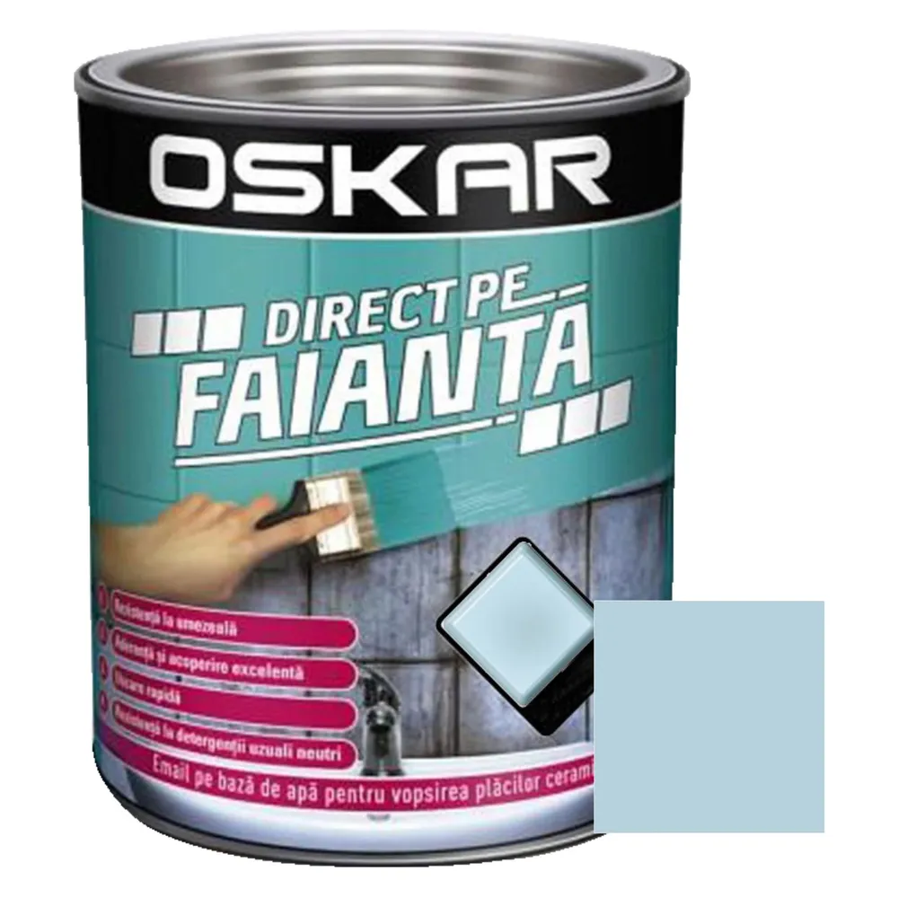 Vopsea Oskar Direct pe faianta, interior, pe baza de apa, topaz / bleu, 0.6 L