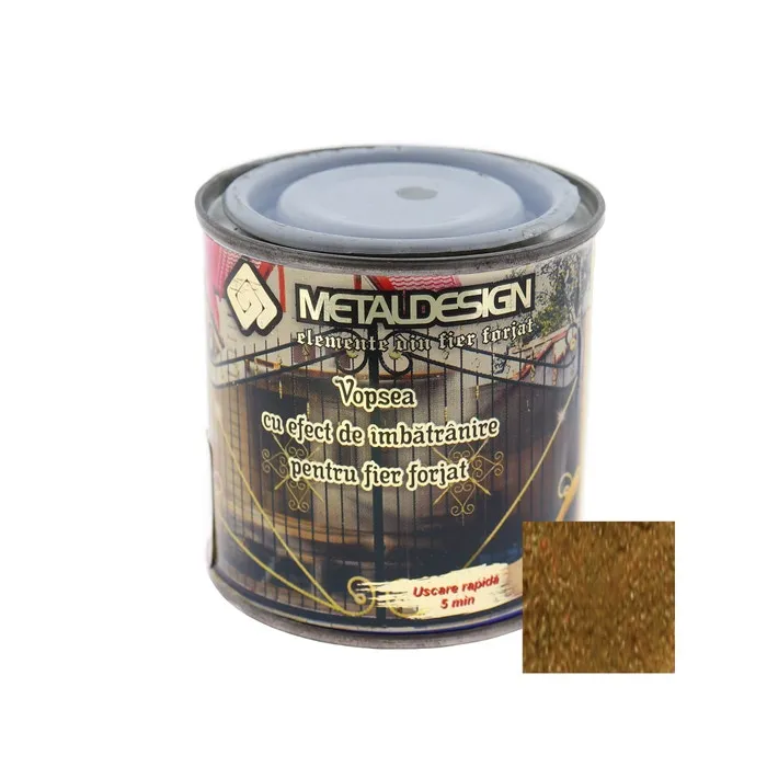 Vopsea patinata pentru metal, interior / exterior, aurie, 0.25 L
