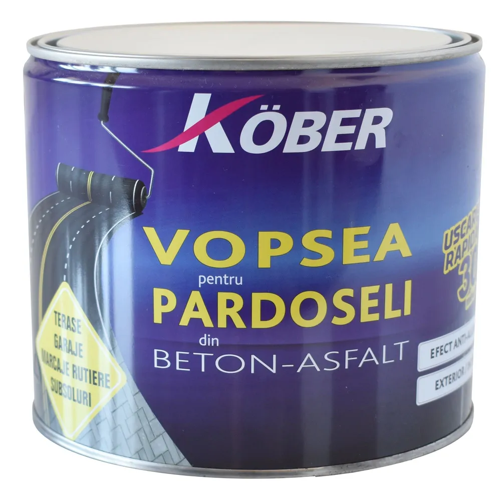 Vopsea pe baza de solvent Kober pentru beton si asfalt, rosu, aspect mat, 2.5 L
