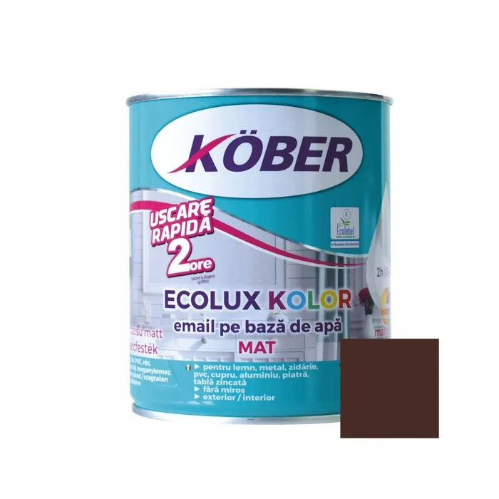 Vopsea pentru lemn / metal, Kober Ecolux Kolor, interior / exterior, pe baza de apa, lucios, verde, 0.6 L
