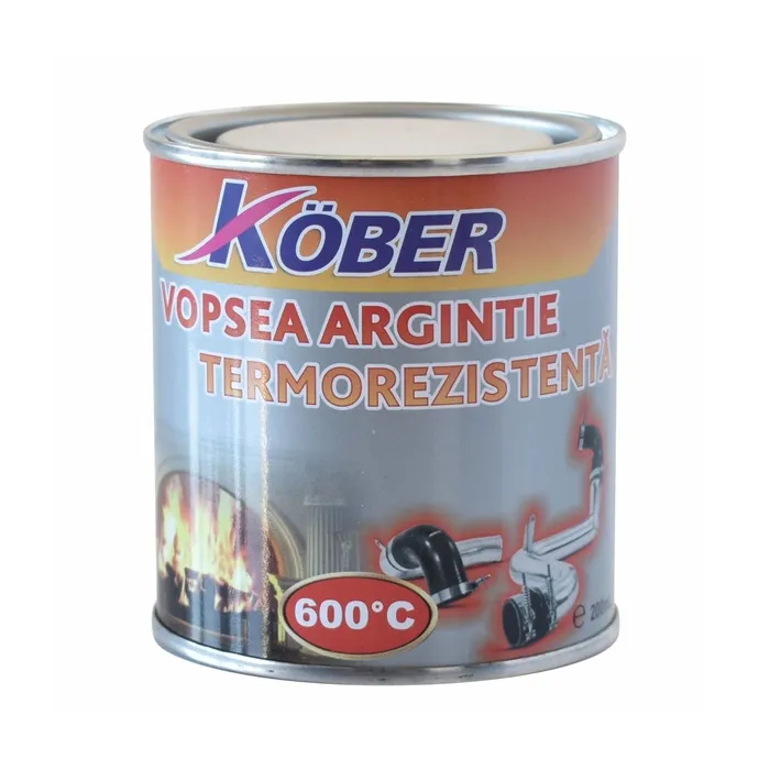 Vopsea siliconica termorezistenta Kober aluminiu, 0.2 L