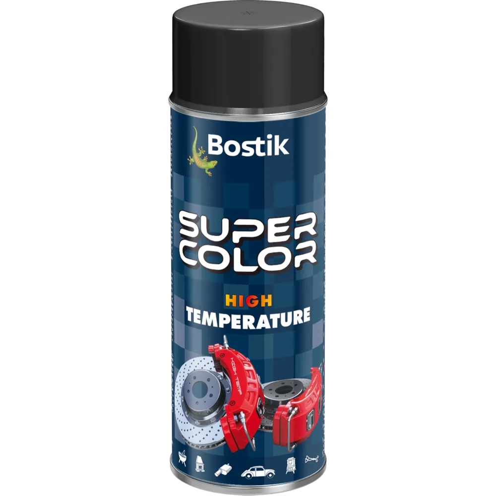 Vopsea spray Den Braven Super Color, pentru temperaturi inalte, negru, mat, 400 ml
