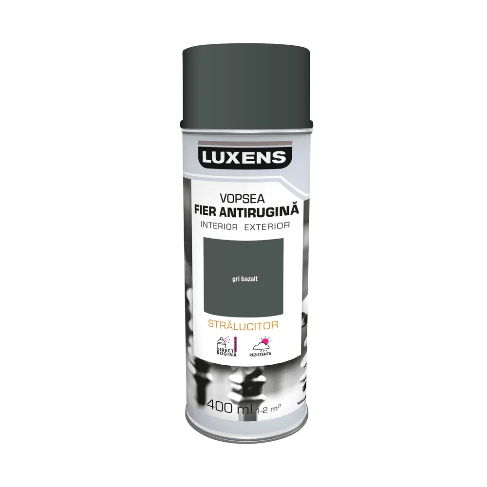 Vopsea spray Luxens, antirugina, gri bazalt, lucios, 400 ml