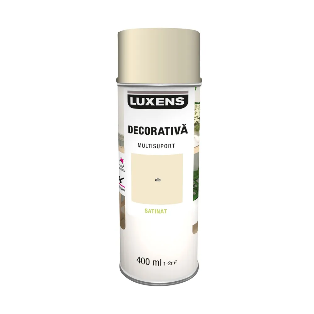 Vopsea spray Luxens, decorativa, alb stridie, satinat, 400 ml