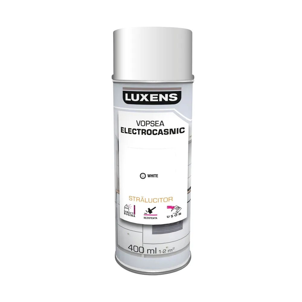 Vopsea spray Luxens, pentru electrocasnice, alb, lucios, 400 ml