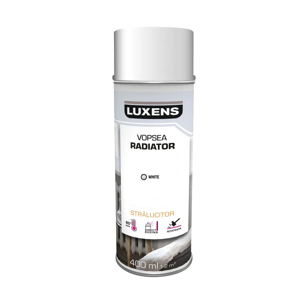 Vopsea spray Luxens, pentru radiator, alb 1, lucios, 400 ml