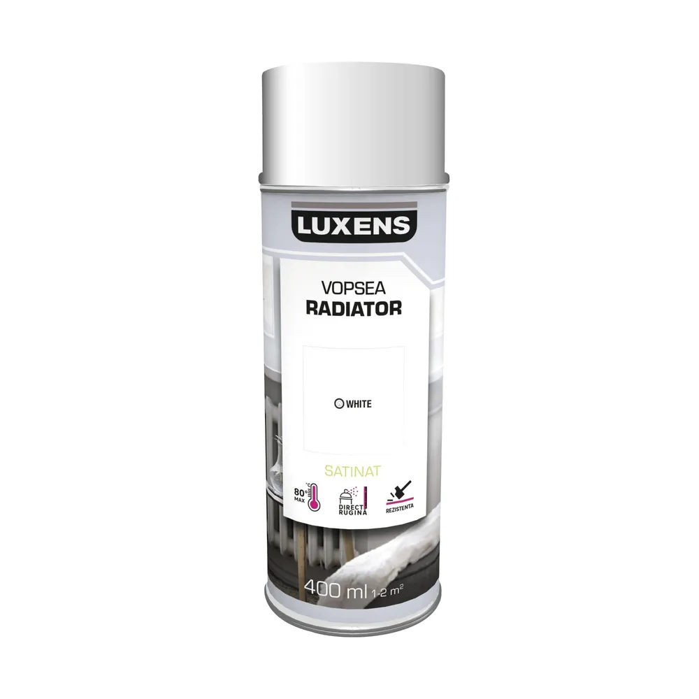 Vopsea spray Luxens, pentru radiator, alb 1, satinat, 400 ml