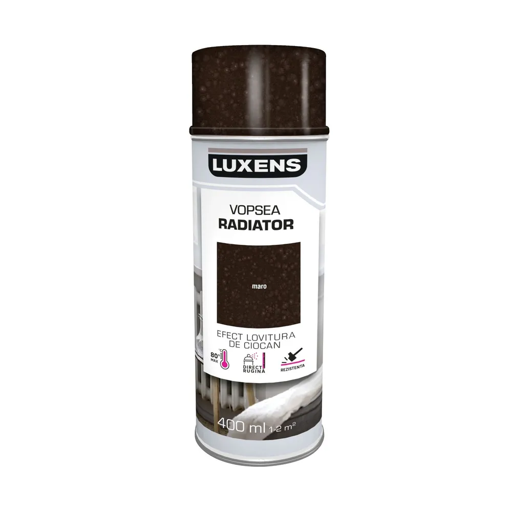 Vopsea spray Luxens, pentru radiator, maro, lovitura de ciocan, 400 ml