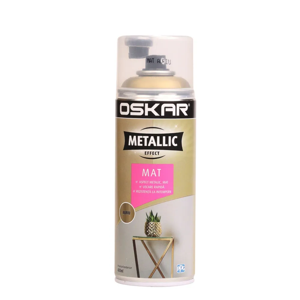 Vopsea spray Oskar Metallic Effect, auriu, mat, 400 ml