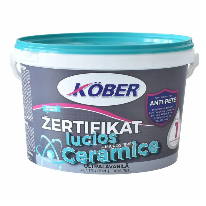 Vopsea ultralavabila Zertifikat cu microsfere ceramice, lucios, alba, interior / exterior, 3 L
