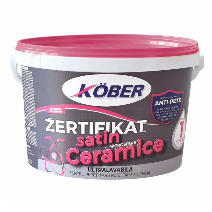Vopsea ultralavabila Zertifikat cu microsfere ceramice, satin, alba, interior / exterior 3 L