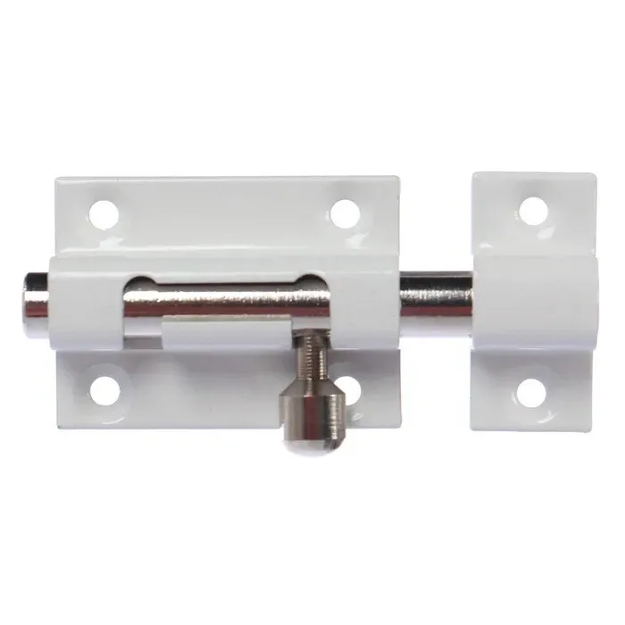 Zavor aplicat cu bolt rotund si mecanism blocare, alb, 40 x 30 mm